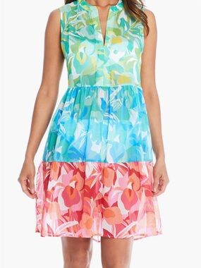 Sleeveless Tiered Cover-Up Dress Floral Multicolor